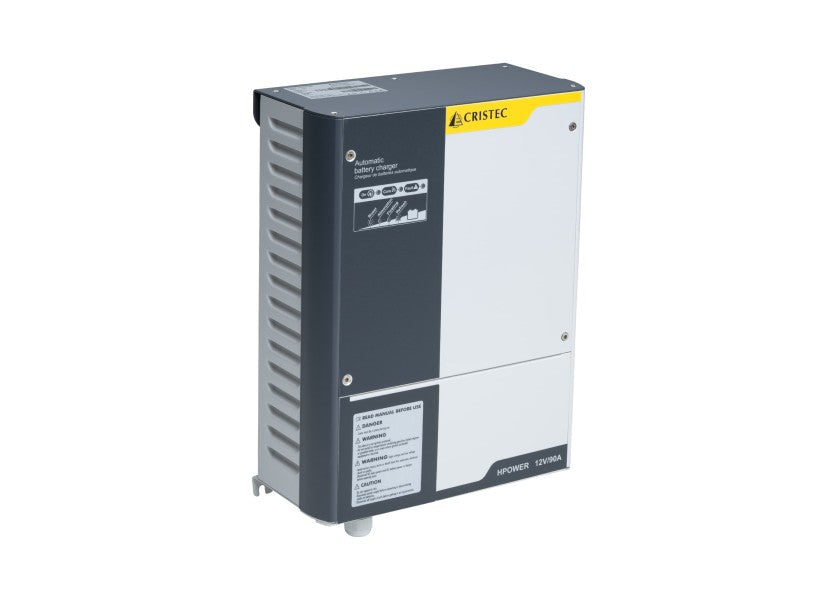 Batterilader HPOWER 12V 90A 3 utganger - Cristec bakside