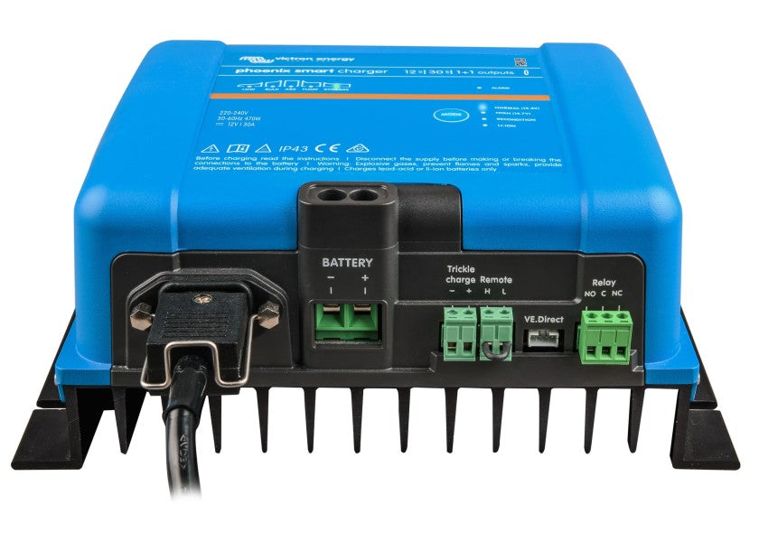 Batterilader Phoenix Smart IP43 12V 30A 1+1 ladeutganger bakside