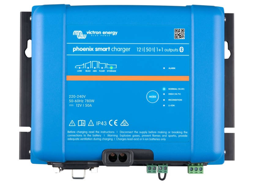 Batterilader Phoenix Smart IP43 12V 50A 1+1 utganger bakside