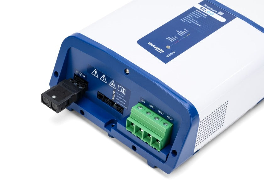 Batterilader PREMIUM 12V 60A 3 utganger CAN bus - Dolphin bakside