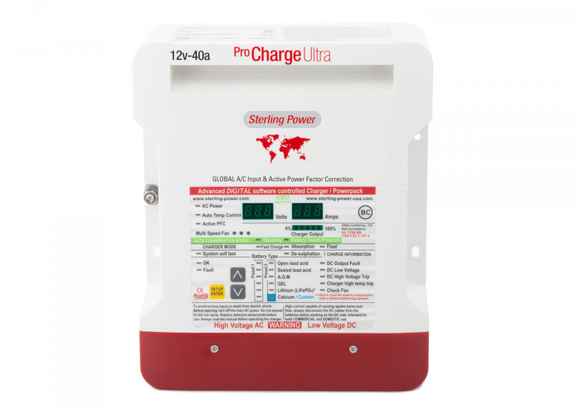 Batterilader Pro Charge Ultra 12V 40A 3 utganger - Sterling forfra