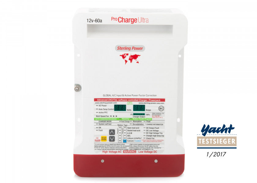 Batterilader Pro Charge Ultra 12V 60A 3 utganger - Sterling forfra