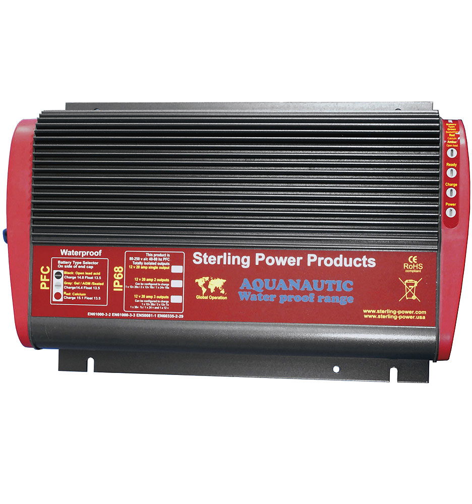 Batterilader Pro Sport med pulsladefunksjon 12V 6 A 2 utganger - Sterling forfra