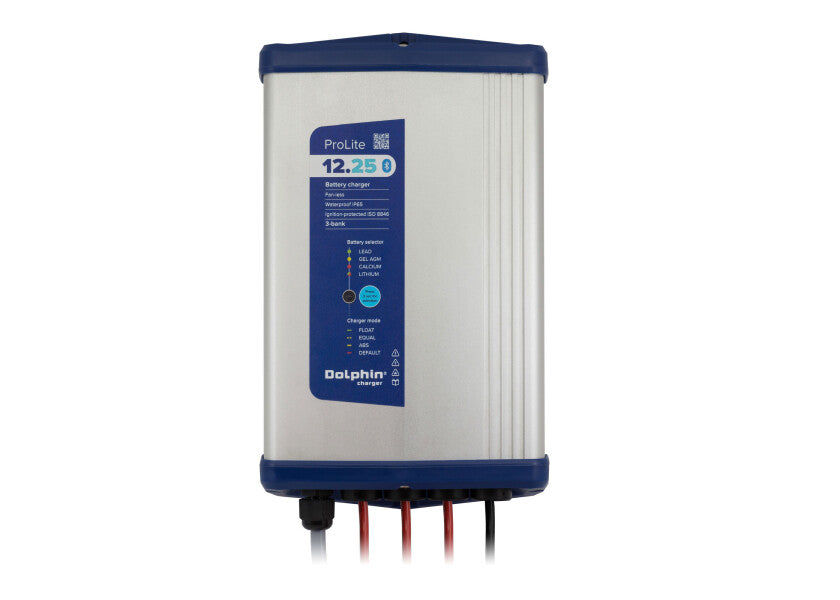 Batterilader PROLITE 12V 25A 3 utganger IP65 Bluetooth - Dolphin forfra