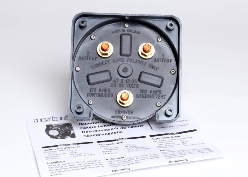 Batterivelger 4 posisjoner 150 A 6-24 V for 2 batterier - VETUS bakside