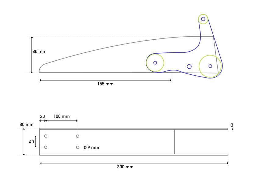 Montert Baugrulle med vippe PALERMO rustfritt stål AISI 304 på båt