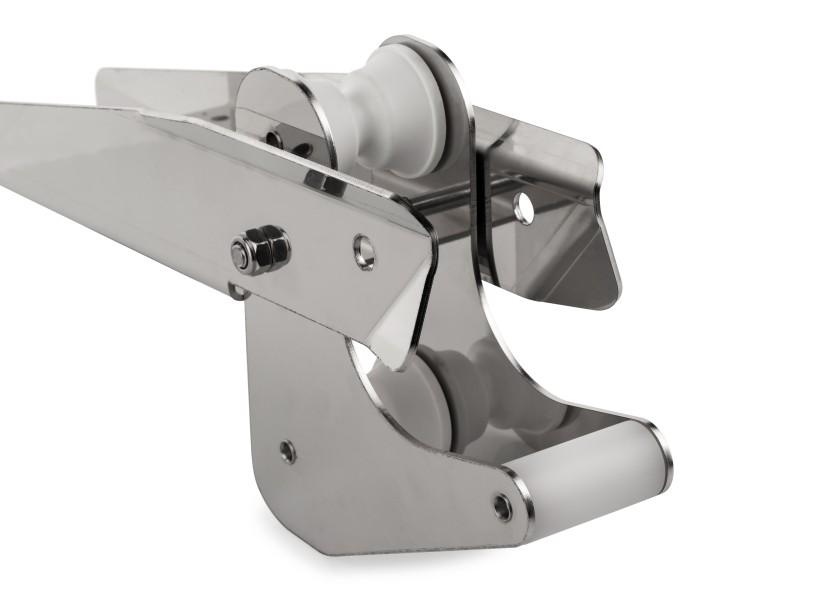 Detalj av baugrulle med vippe rustfritt stål 80 mm