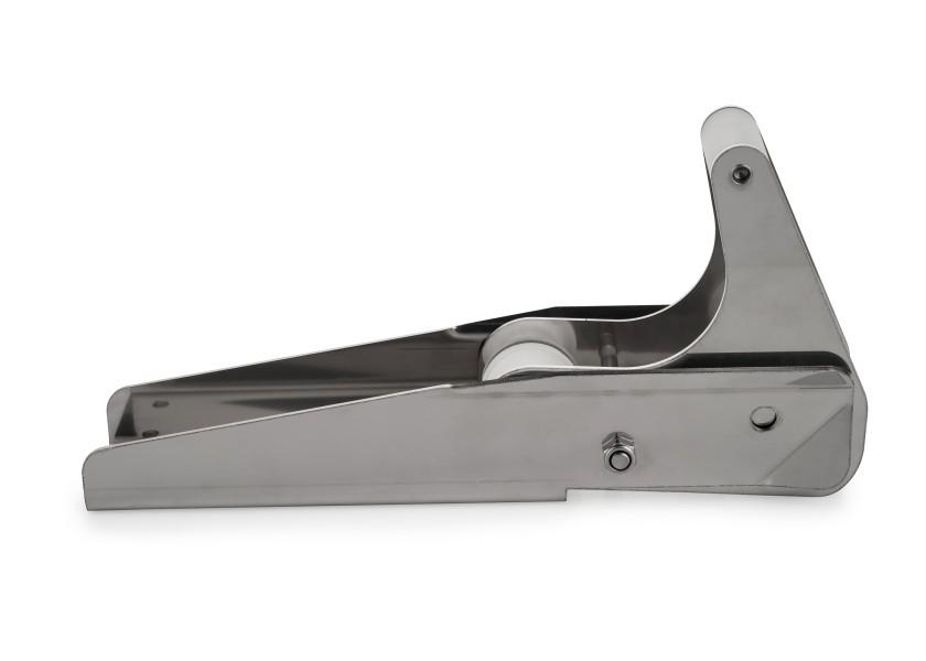 Baugrulle med vippe rustfritt stål 80 mm sett fra siden