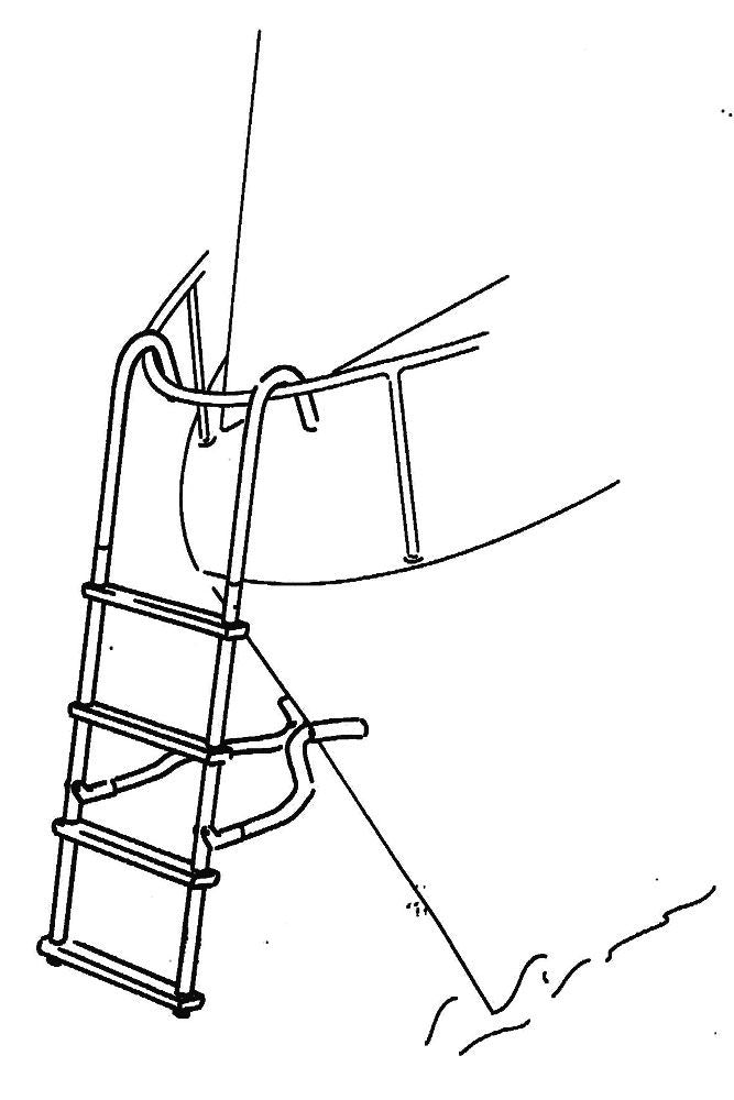 Sidevisning av Baustige aluminium 3 trinn 85 cm bredde 29 cm - TREM