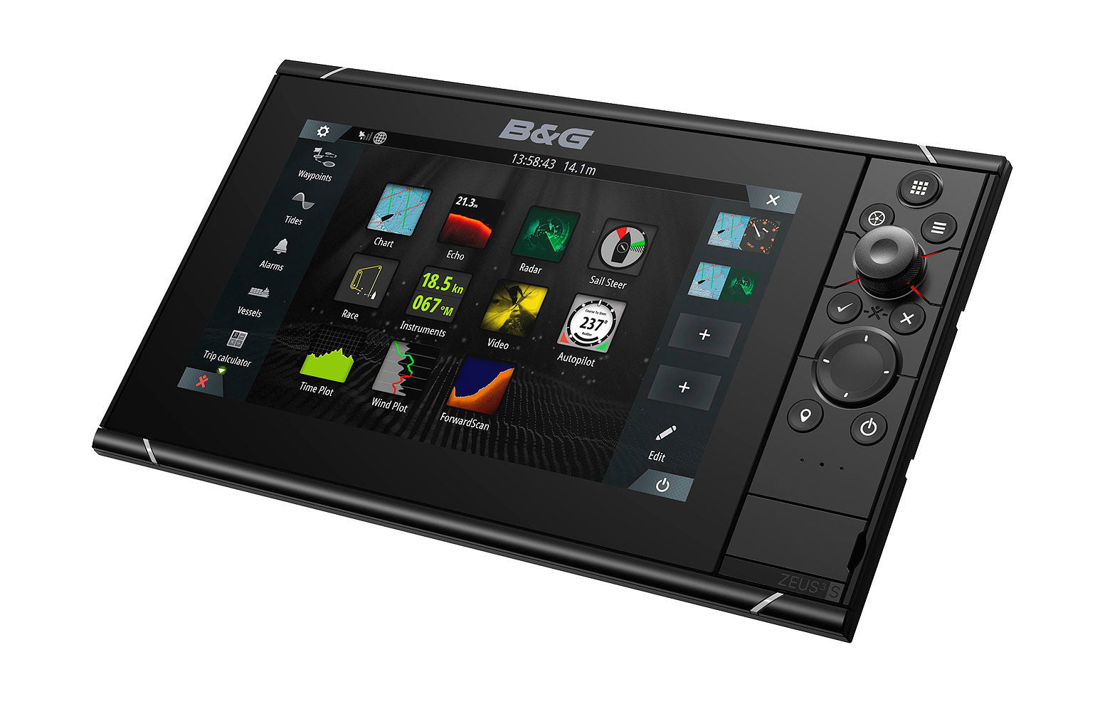 B&G Zeus 3 S 9 tommer kartplotter montert i båt