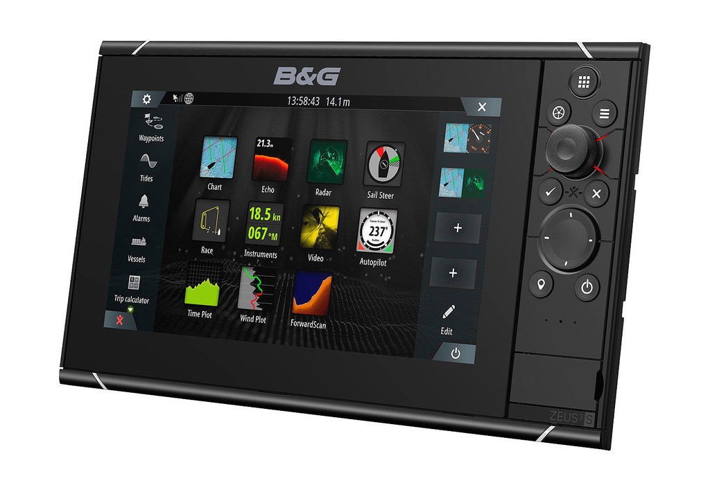 B&G Zeus 3 S 9 tommer kartplotter visning av kart