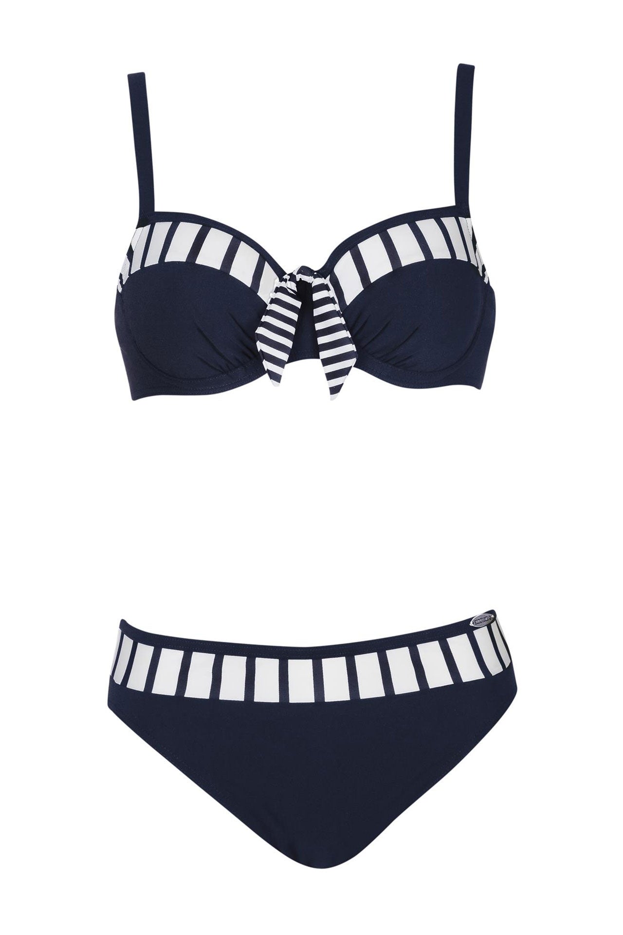 Bikini Cup C marineblå med bøyle stoffdetalj