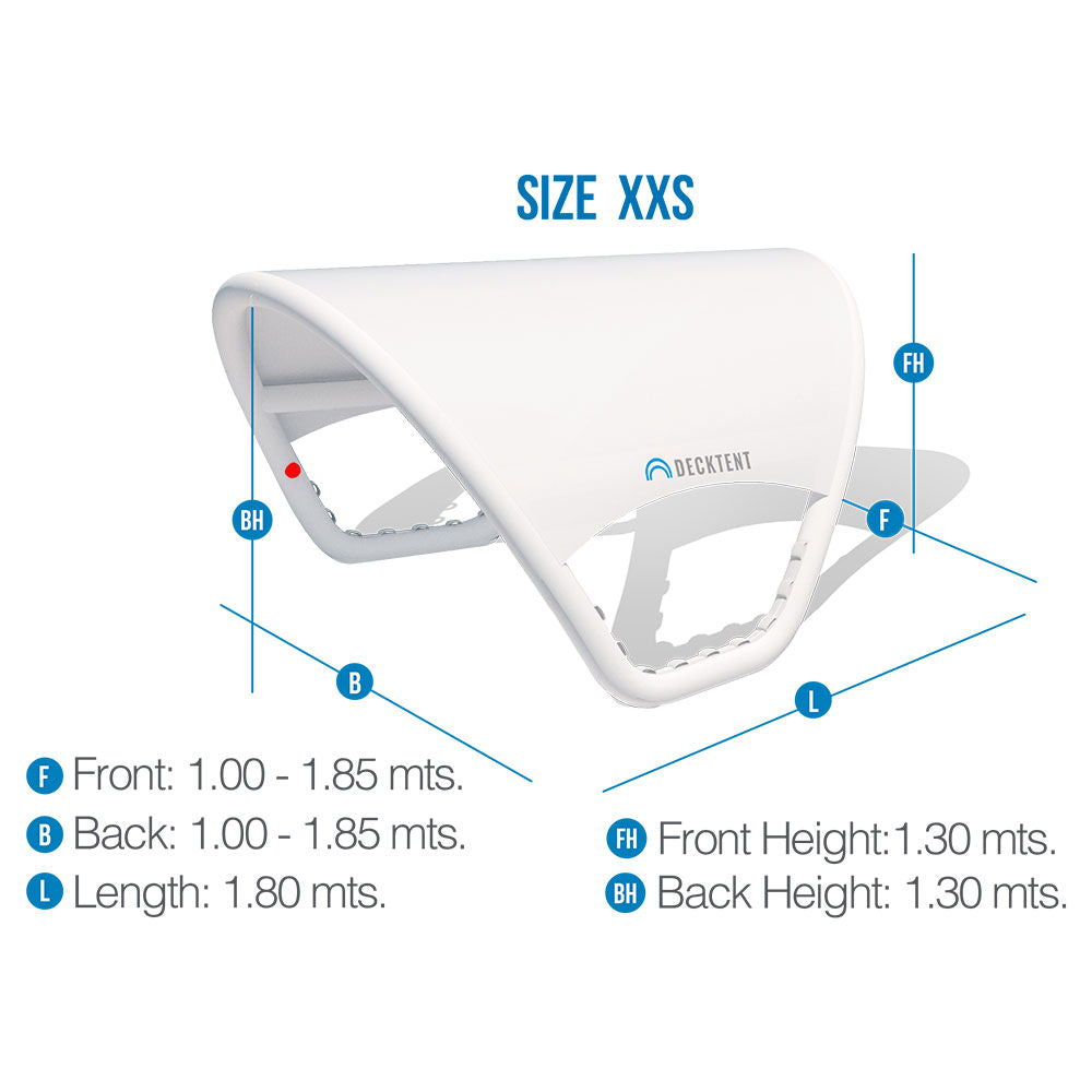Bimini oppblåsbar 180 x 185 cm opptil 27 knop fra Decktent front