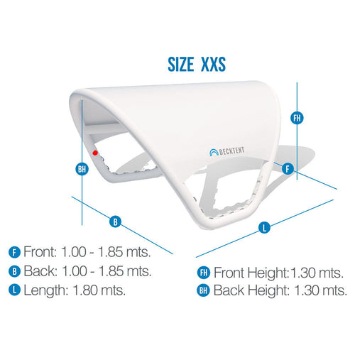 Bimini oppblåsbar 180 x 185 cm opptil 27 knop fra Decktent front