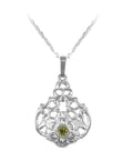 Blomsteranheng med kjede 45 cm 925 sølv med Swarovski-krystaller - Ursula Christ forfra