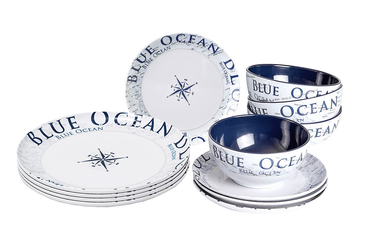 Blue Ocean Midday servicesett 12 deler melamin forfra