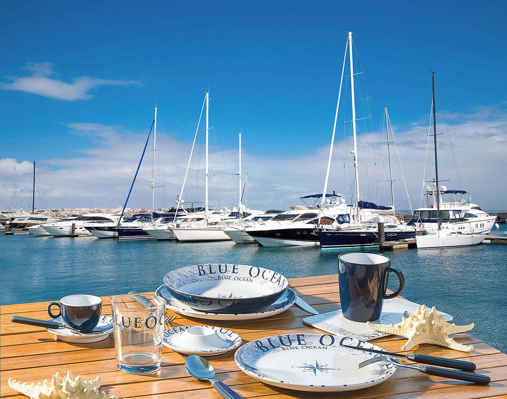 Blue Ocean servicesett 37 deler melamin med antisklisystem forfra