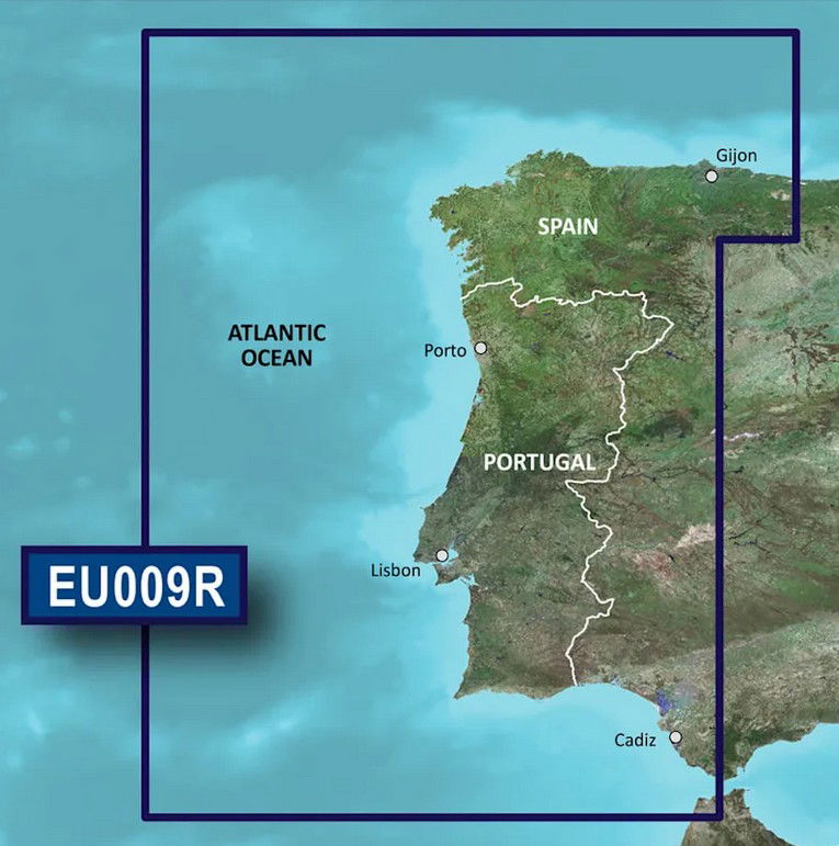 BlueChart g3 HXEU009R Portugal og nordvest-Spania microSD kort forfra