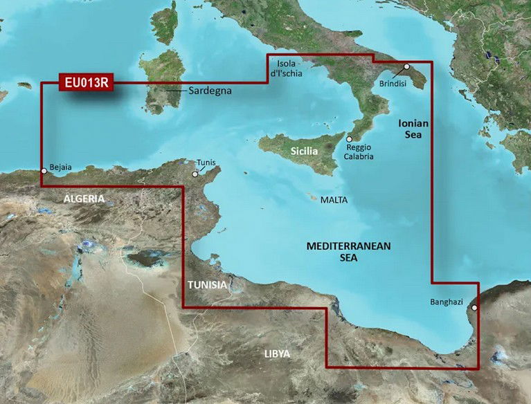 BlueChart g3 HXEU013R sørvest-Italia og Tunisia microSD bakside