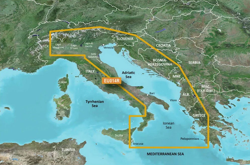 BlueChart G3 sjøkart HXEU014R Italia østkyst Adriahavet - Garmin for navigasjon