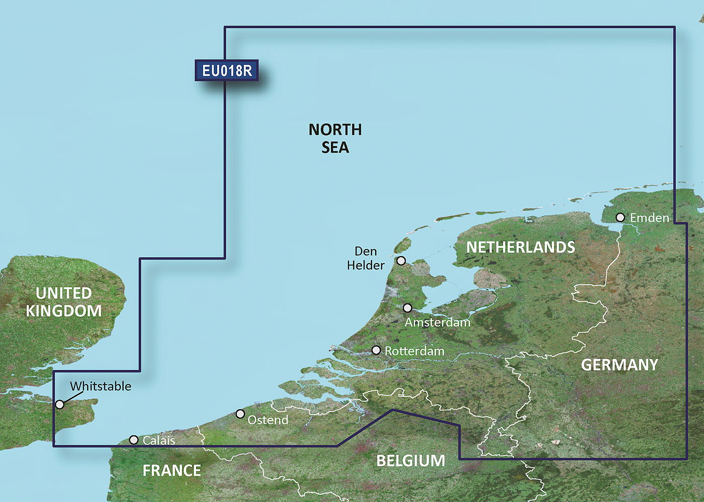 BlueChart g3 sjøkart HXEU018R Benelux offshore og innland microSD Garmin kartdetaljer