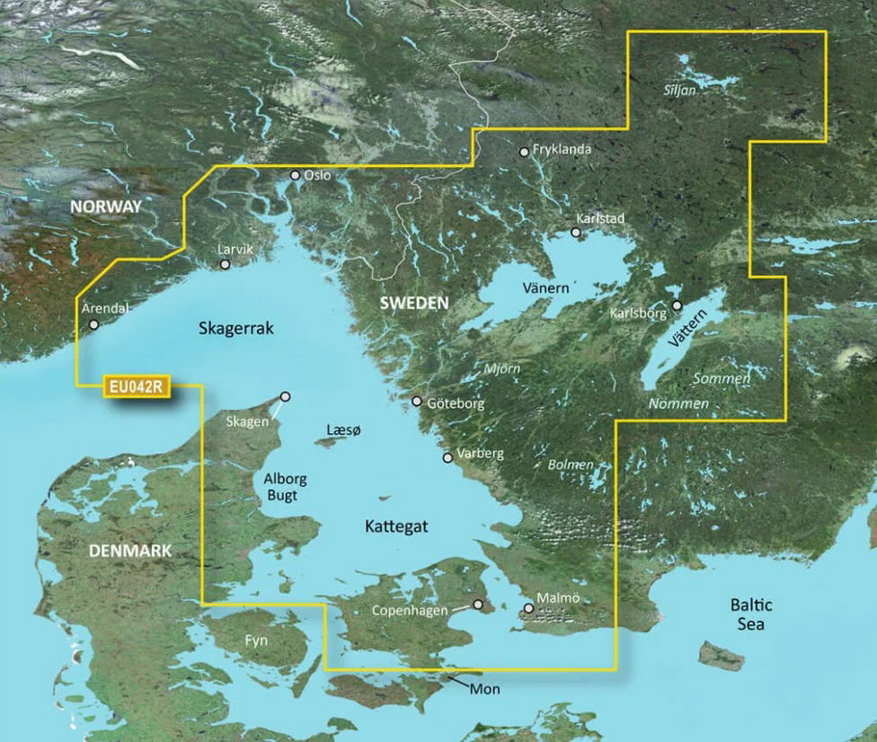 BlueChart® g3 HXEU042R Oslo - Trelleborg sjøkart forfra