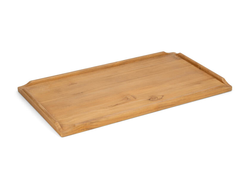 Bordplate teak 55 x 80 cm med slingrekant ARC forfra
