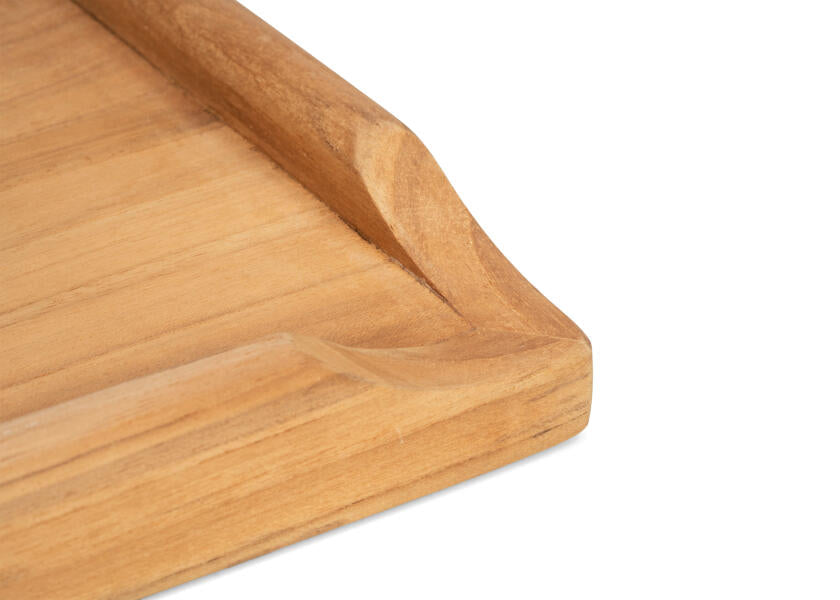 Bordplate teak 55 x 80 cm med slingrekant ARC detalj nærbilde