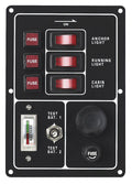 Bryterpanel 3 brytere med voltmeter og hornknapp - Compass forfra