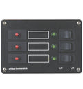 Bryterpanel 3 kretser 8A med LED og automatsikring 11x7 cm forfra