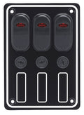Bryterpanel 3-veis vanntett sort aluminium - Compass for båt