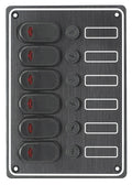 Bryterpanel 6-veis vanntett sort aluminium 130 x 190 mm - Compass forfra
