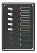 Bryterpanel med LED 5 brytere 12V Compass forfra