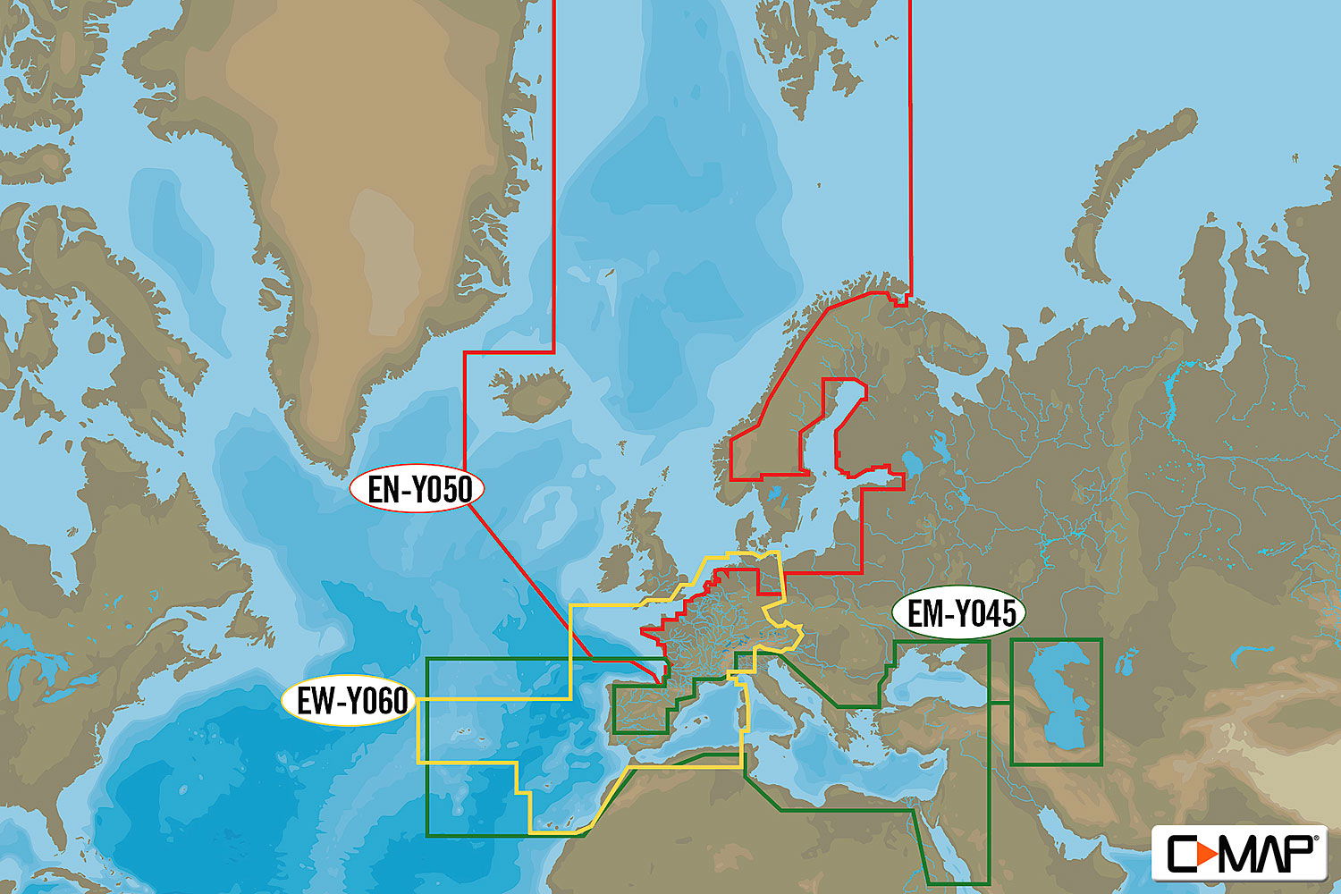 C-Map Continental sjøkart 4D EN-D050 North Europe forfra