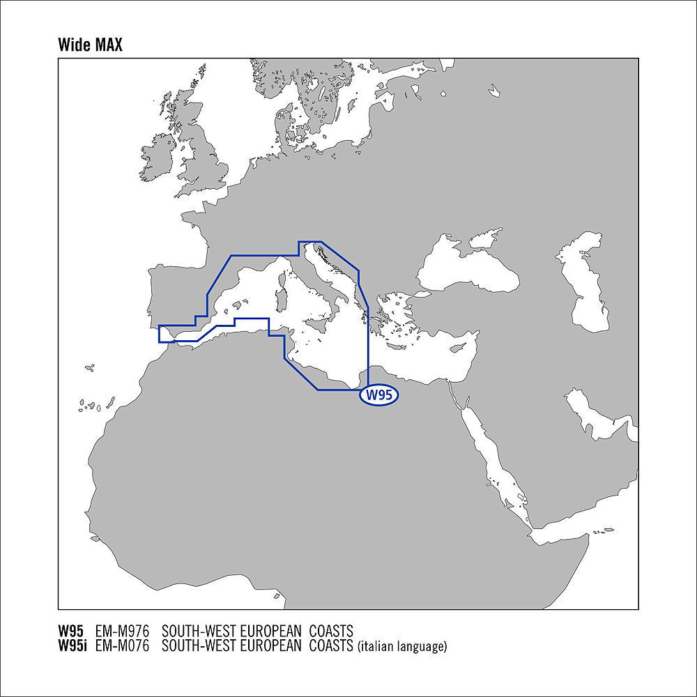 C-MAP MAX Wide sørvesteuropeisk kyst SD-kort for kartplotterbruk