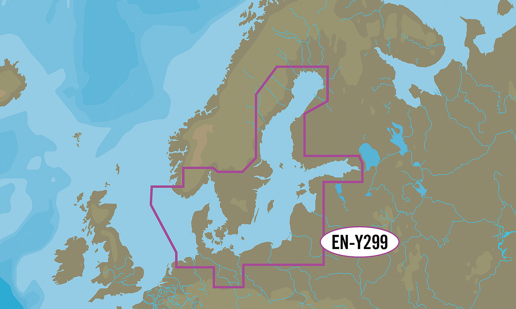 C-MAP Wide EN-N299 Baltikum og Danmark MAX-Full 4D sjøkart forfra