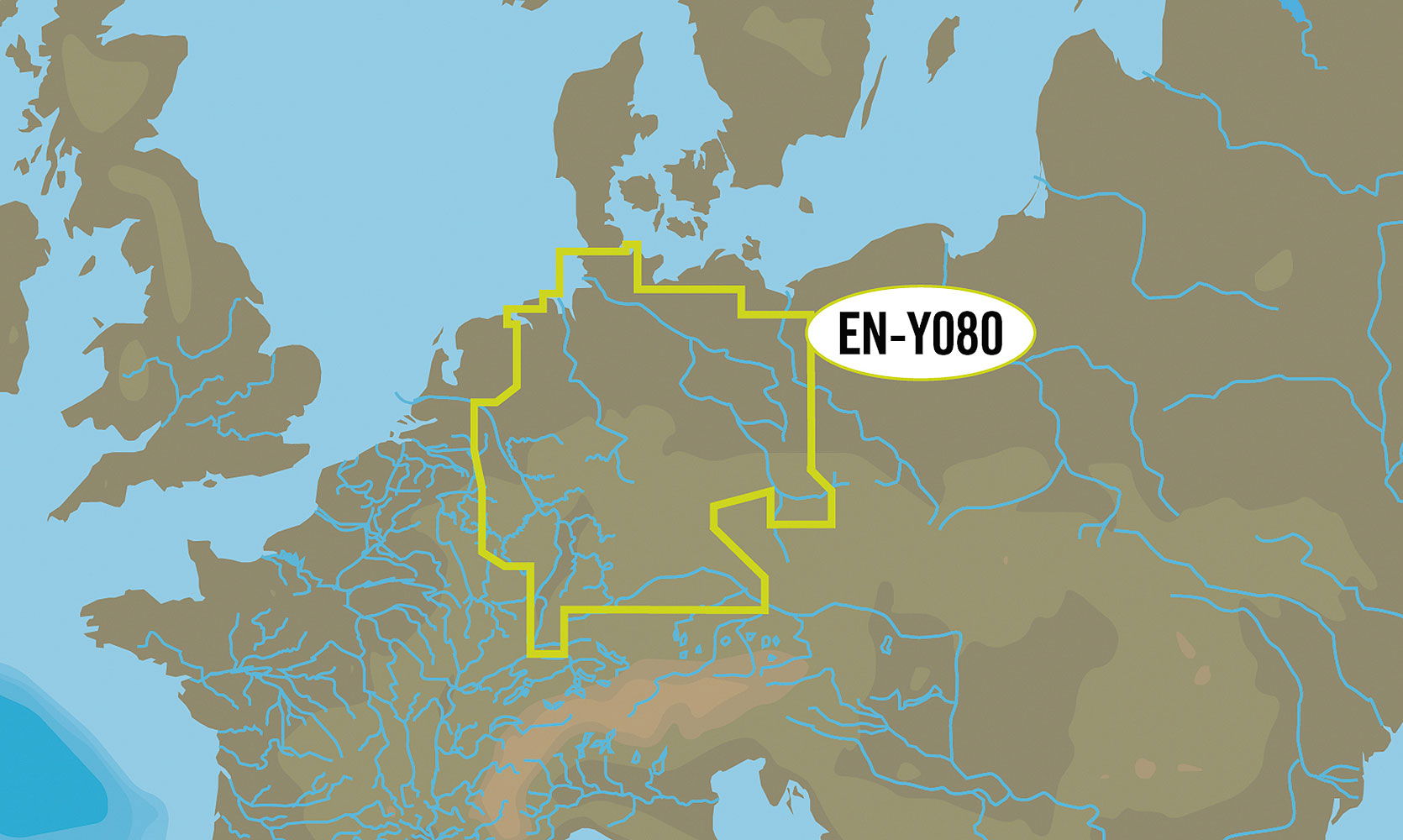 C-MAP by Jeppesen Wide EN-Y080 Deutschland Binnenland Full 4D sjøkart for innlandsnavigasjon