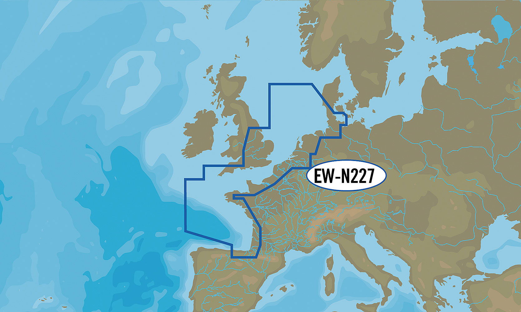 C-MAP by Jeppesen Wide EW-N227 nordvest-Europa kyst Full 4D forfra