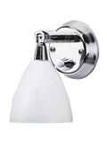 Cabin Swing vegglampe rustfritt stål hvitt glass G 4 12V sett forfra