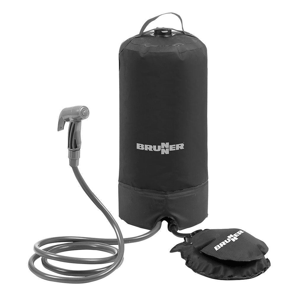 Campingdusj med trykksystem og fotpumpe 15 liter forfra