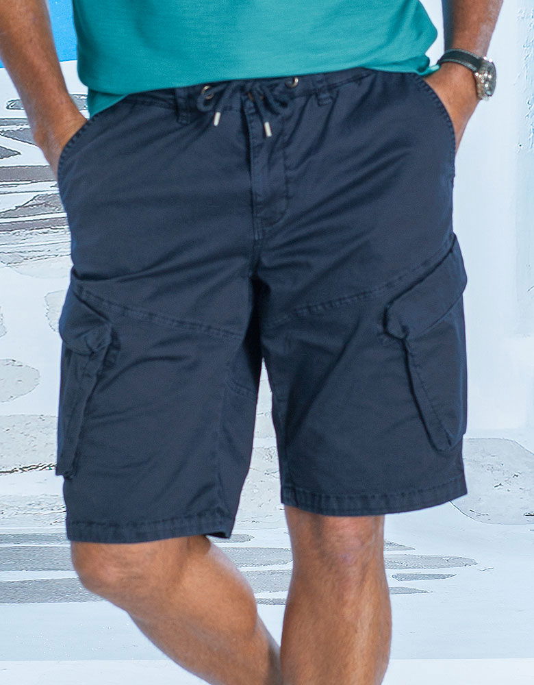 Cargo bermudashorts herre used-look justerbar midje