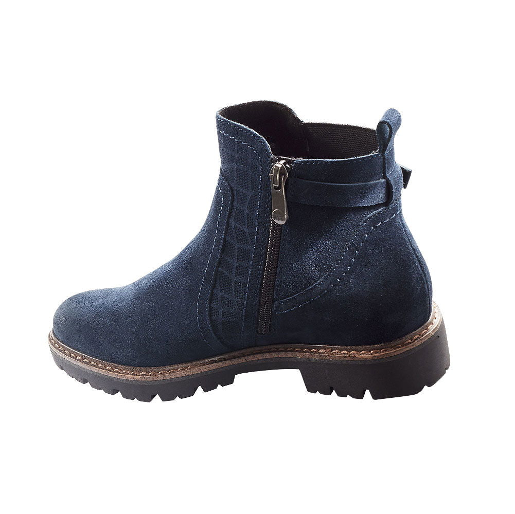 Chelsea-boots semsket skinn glidelås gummisåle 4 cm hæl detalj