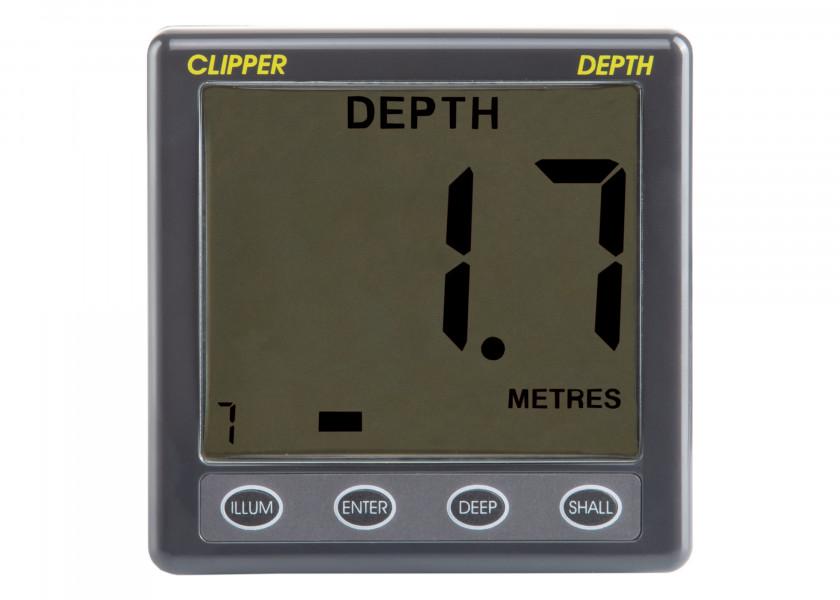 CLIPPER dybdemåler 0,8-100 m inkl. 150 kHz giver montert