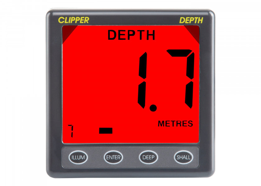 CLIPPER dybdemåler 0,8-100 m inkl. 150 kHz giver alarmfunksjon