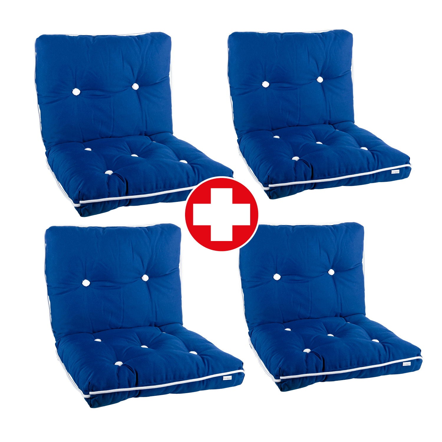 Cockputputer 4-delers sett sete og rygg 75x45 cm kapok forfra