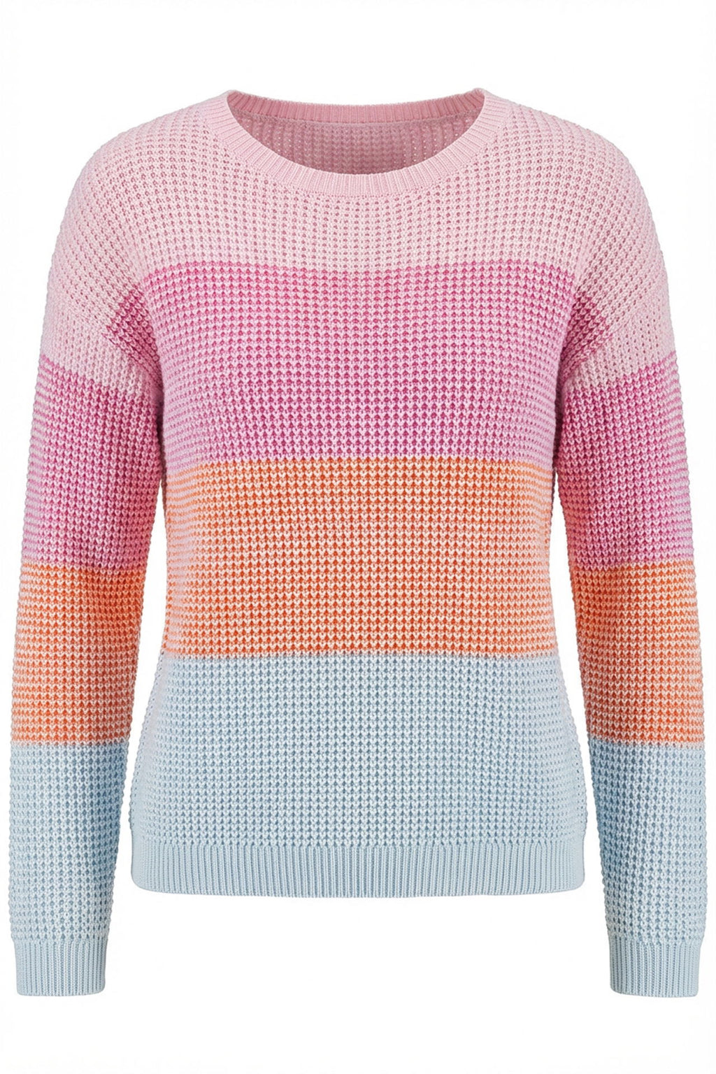 Colour blocking genser for damer bomull og polyester rundhals detalj av mønster