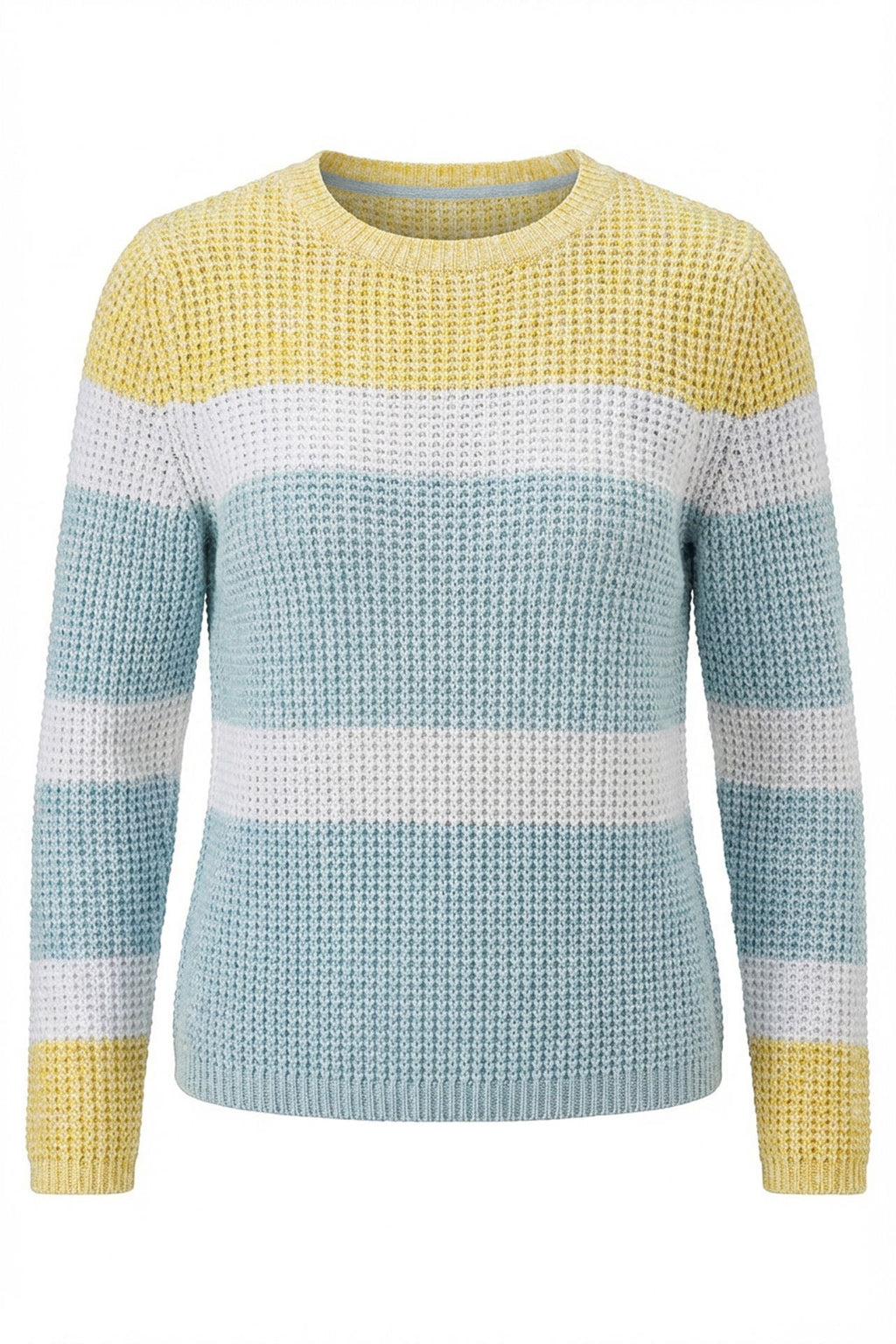 Colourblocking genser for damer med blokkstriper detalj av mønster