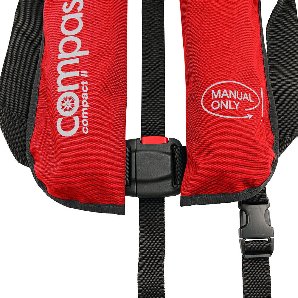 Detalj av Compass Compact II redningsvest 150N 16 l manuell