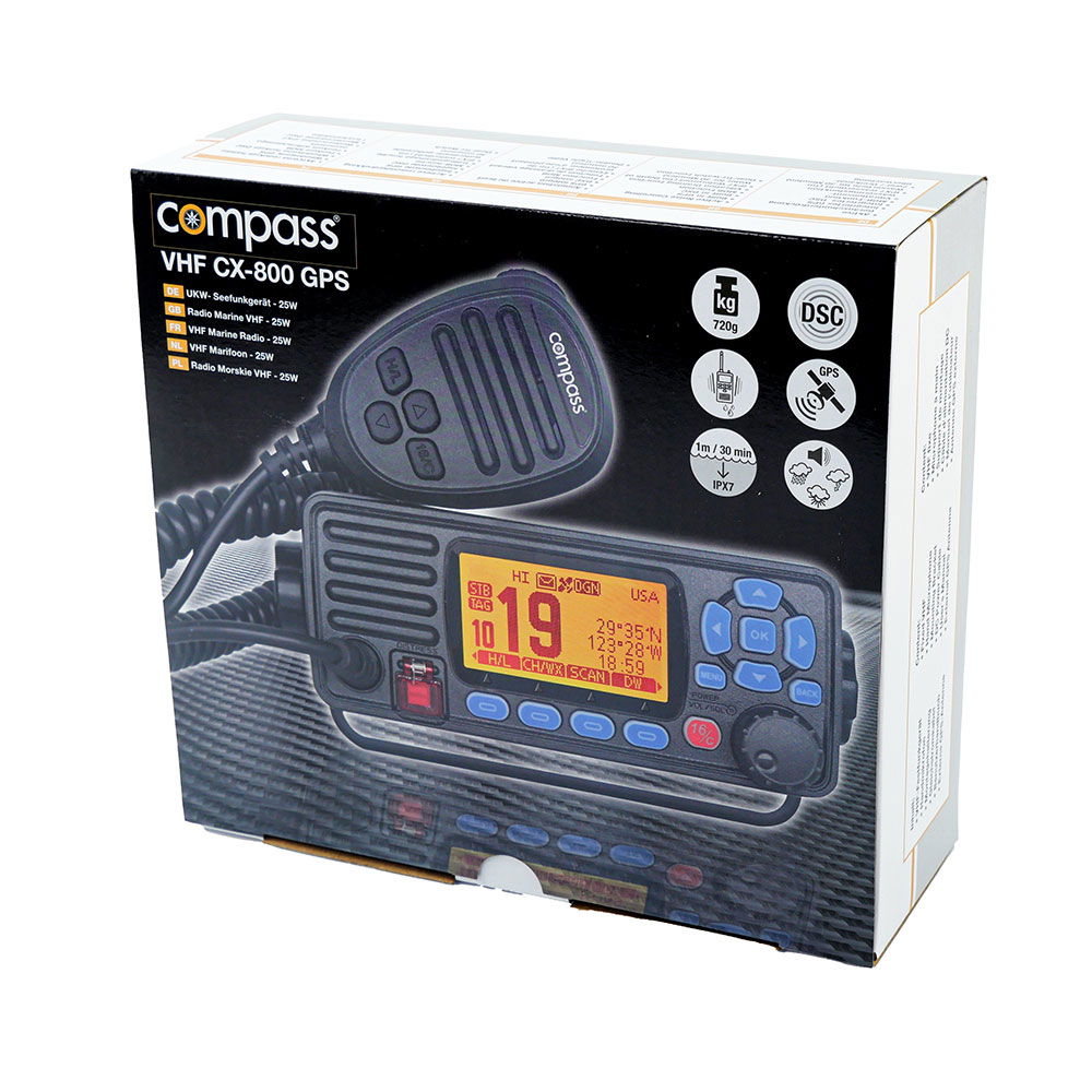 Compass CX-800 stasjonær VHF med GPS front høyttaler