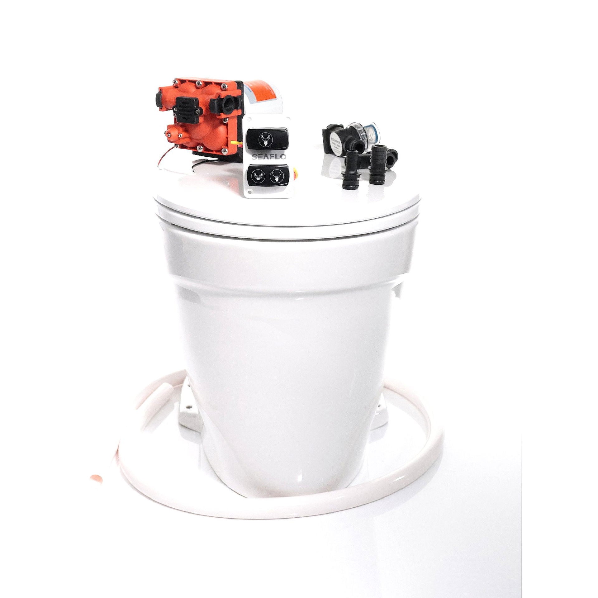Compass Deluxe-Flush elektrisk toalett med magnetventil friskvann bakside